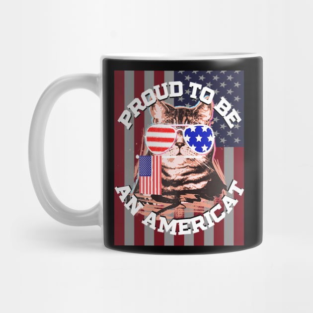 4th Of July Cat American Flag Glasses by Jannysingle